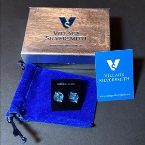 Blue Aura Quartz Sterling Silver Earrings BNWT’s